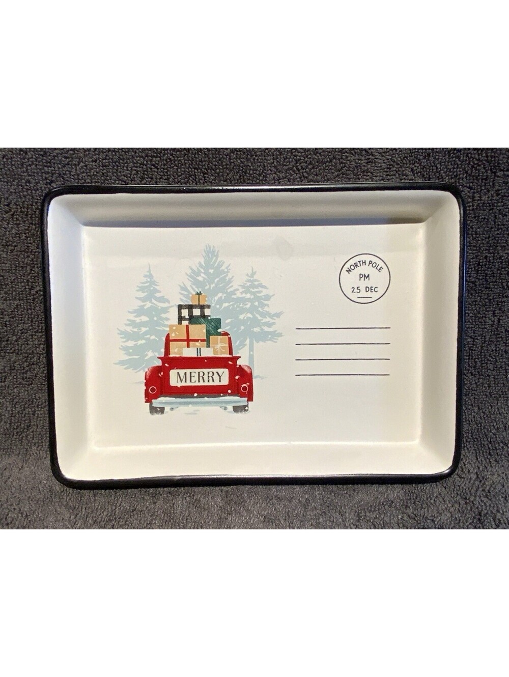 Hallmark Ceramic Christmas Postcard 7”L x 5”W Tray